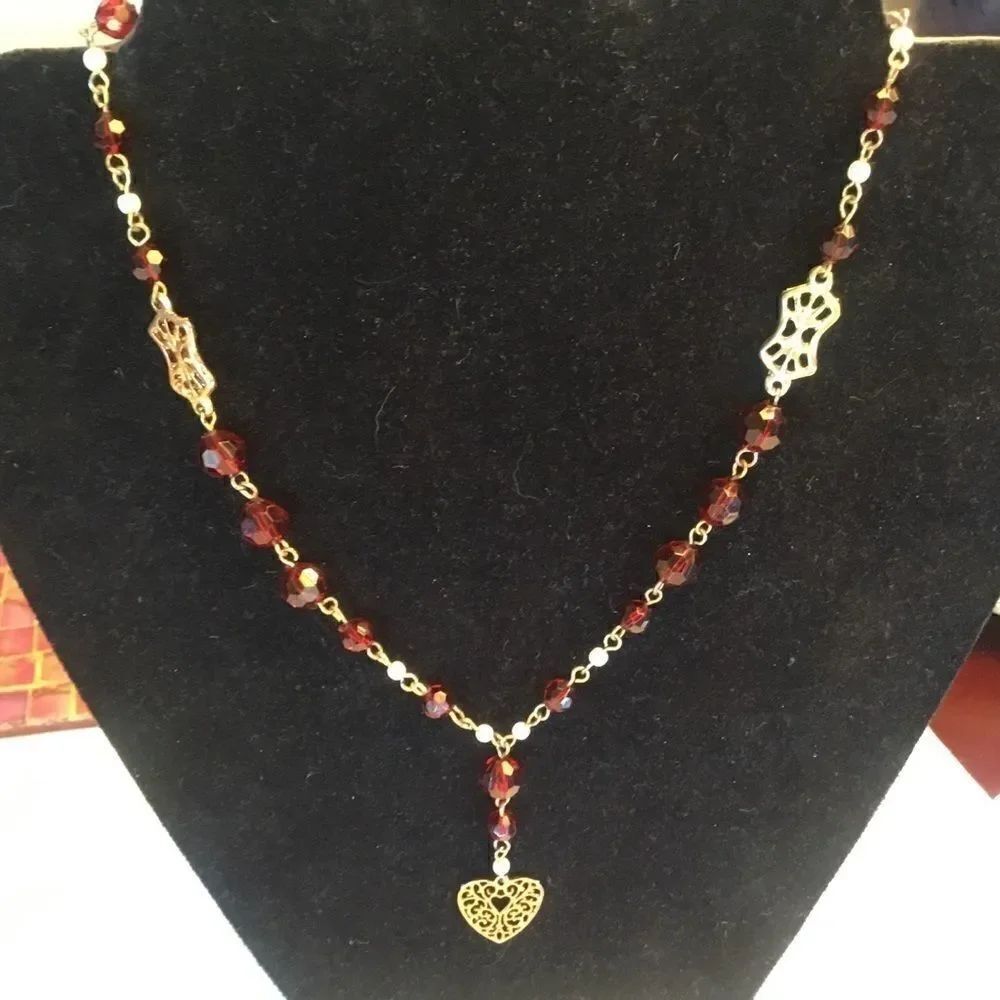$8 ea or 3/$15. Petite Goldtone & Merlot Bead Neck